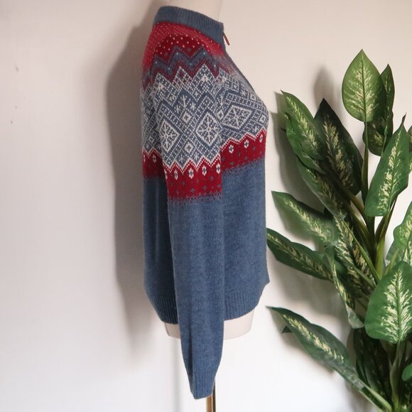 Vineyard Vines Fair Isle 1/4 Zip Sweater Blue Red Merino Wool Alpaca Long Sleeve - Picture 7 of 16